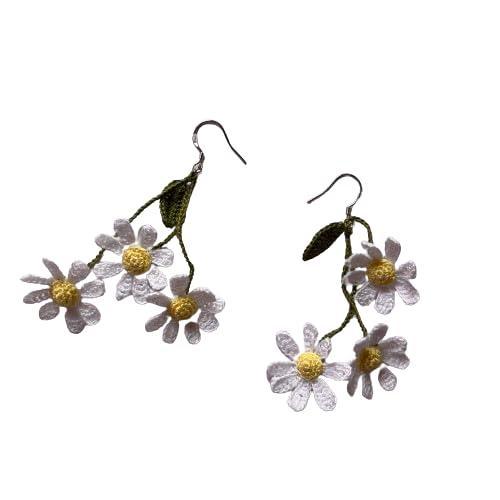 Crochet Flower Handmade Crochet Earring Drop Dangle Earring For Women Girls - Handmade Lifestyle Shop