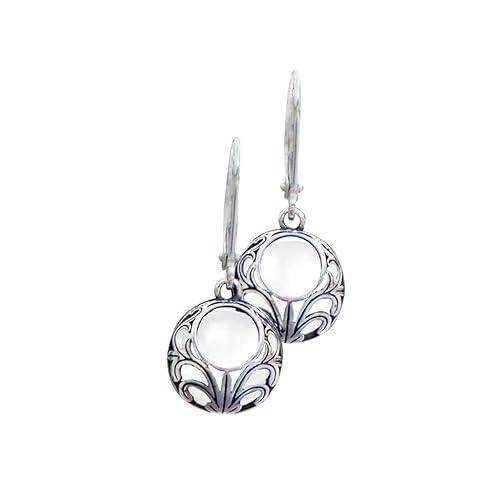 Bottled Up Designs Handmade Vintage Lace Leverback Earrings, Sterling Silver, Eco Friendly, Made in USA, Birthday Gifts, Mothers Day, Women, Anniversary - Handmade Lifestyle Shop