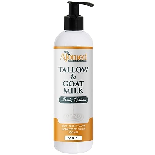 Tallow & Goat Milk Body Lotion for Sensitive Skin, Organic moisturizing Lotion - Soothes Dry skin, Goat Milk face and body Moisturizer - Handmade Tallow for skin cream (8 OZ, Oatmeal & Honey)