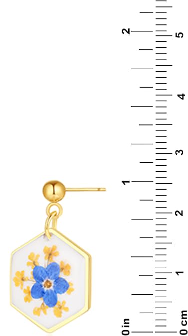 Forget-Me-Not and Queen Anne's Lace Pressed Wildflower Earrings | Pressed Flower Earrings | Handmade Drop and Dangle Earrings | Gift for Woman