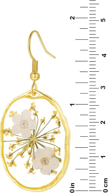 Forget-Me-Not and Queen Anne's Lace Pressed Wildflower Earrings | Pressed Flower Earrings | Handmade Drop and Dangle Earrings | Gift for Woman