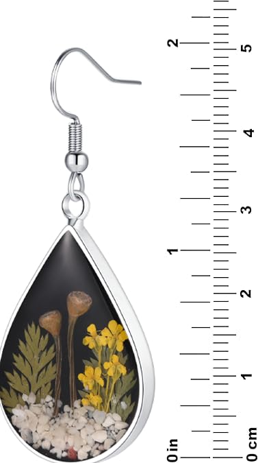 Forget-Me-Not and Queen Anne's Lace Pressed Wildflower Earrings | Pressed Flower Earrings | Handmade Drop and Dangle Earrings | Gift for Woman