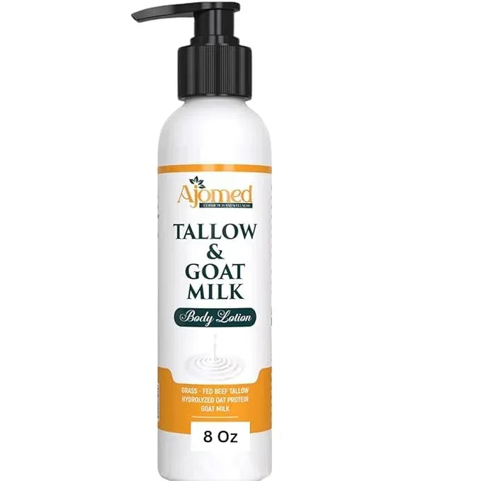 Tallow & Goat Milk Body Lotion for Sensitive Skin, Organic moisturizing Lotion - Soothes Dry skin, Goat Milk face and body Moisturizer - Handmade Tallow for skin cream (8 OZ, Oatmeal & Honey) - Handmade Lifestyle Shop