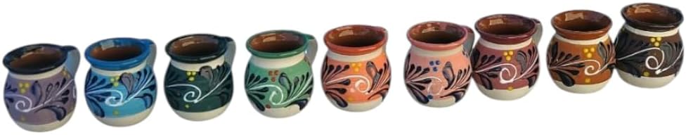 Hand-Painted Mexican clay Mugs, Floral Ceramic Coffee cups, Artisan Handmade Talavera Jarritos Mexican Mugs Tazas de Mexico (Mixed, Single (1))