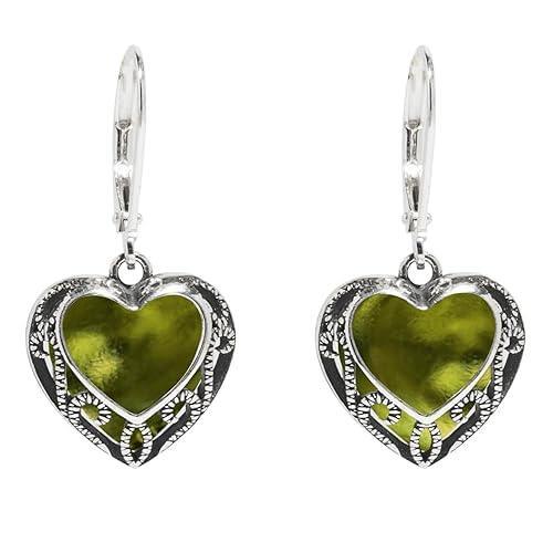 Bottled Up Designs Handmade Homespun Hearts Earrings, Recycled Vintage Glass, Sterling Silver, Eco Friendly, Made in USA, Mothers Day, Women, Anniversary - Handmade Lifestyle Shop