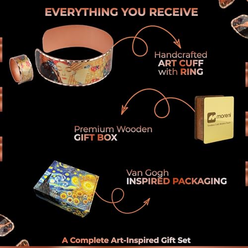 Moreni Copper Bracelet for Women with Wooden Gift Box – Art-Inspired Elegant & Timeless Handmade Jewelry Gift