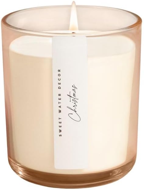 Sweet Water Decor Cashmere and Vanilla Scented Soy Candles – Milky Coconut, Jasmine, Soft Cashmere, Exotic Musk – Cozy Aroma – 50 Hour Burn – 12oz Tinted Glass Jar for Home Decor and Bedroom Decor