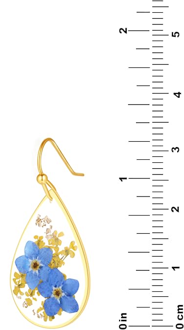 Forget-Me-Not and Queen Anne's Lace Pressed Wildflower Earrings | Pressed Flower Earrings | Handmade Drop and Dangle Earrings | Gift for Woman