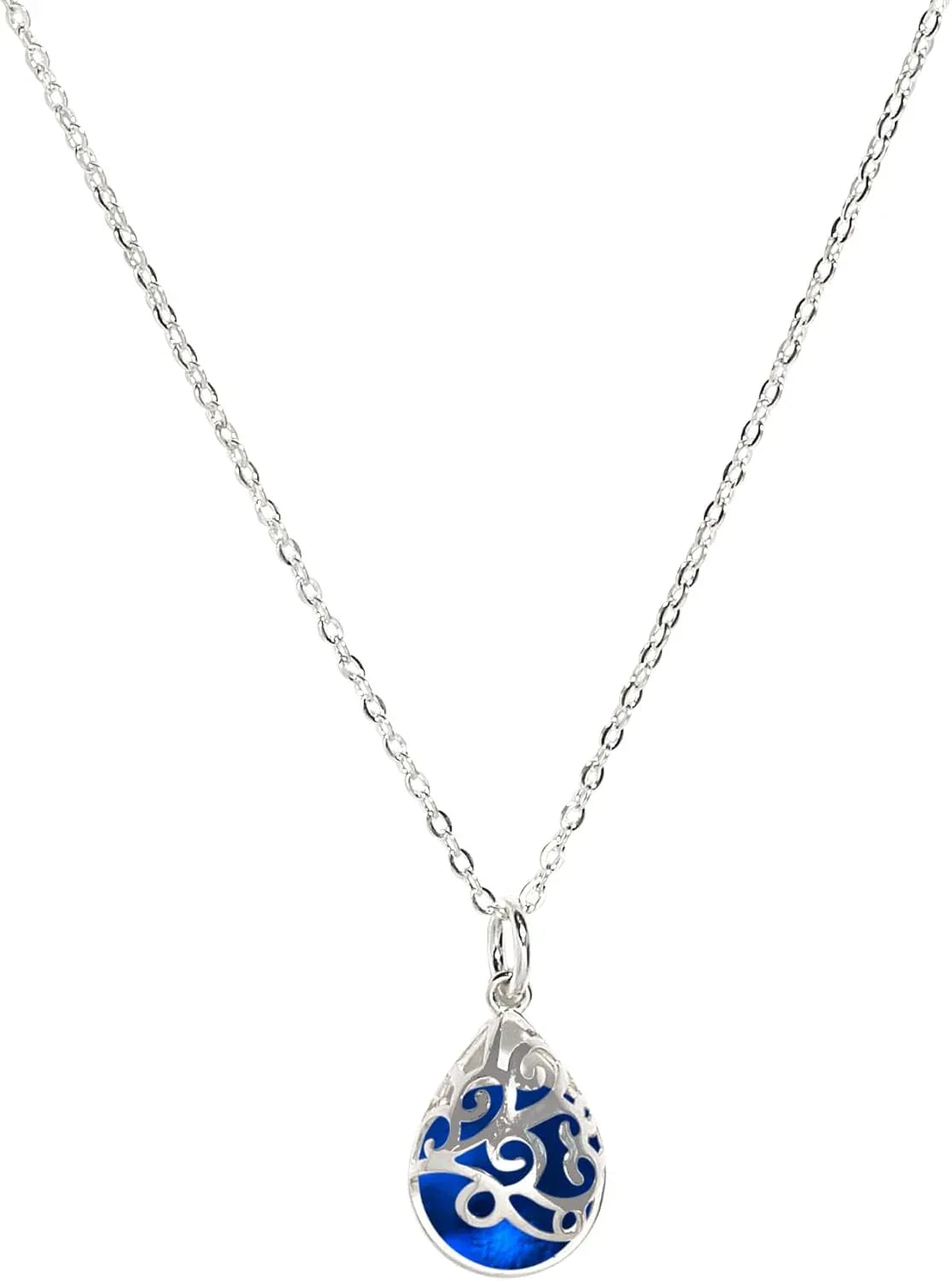 Bottled Up Designs Handmade Filigree Teardrop Necklace, Recycled Antique Glass, Sterling Silver, Eco Friendly, Made in USA, Birthday Gifts, Mothers Day, Women, Anniversary - Handmade Lifestyle Shop