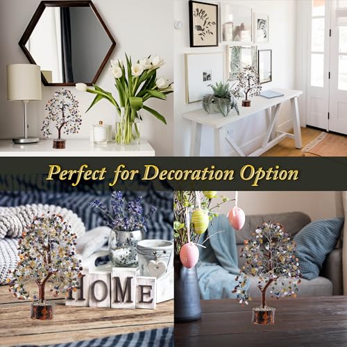 7 Chakra Healing Crystal Tree Kit, Bracelet, Pendant, Necklaces, Handmade Gemstone Money Bonsai Tree of Life Feng Shui Decor for Home Office, Positive Energy, Reiki Healing, for Women