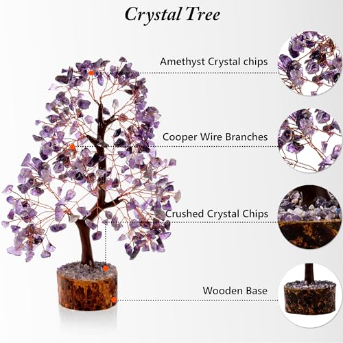 7 Chakra Healing Crystal Tree Kit, Bracelet, Pendant, Necklaces, Handmade Gemstone Money Bonsai Tree of Life Feng Shui Decor for Home Office, Positive Energy, Reiki Healing, for Women