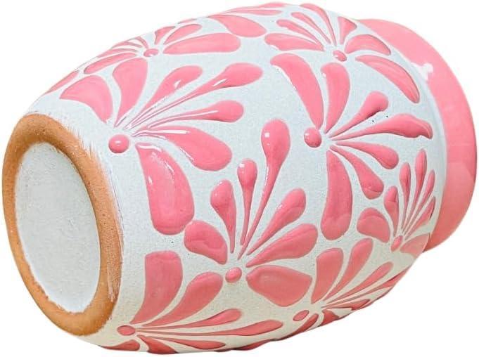 Pink Espiga Plumeado Bola Clay Vase - Florero Barro - Jarro - Clay Vase - Hand Made Vase - Guelaguetza Designs - Handmade Lifestyle Shop