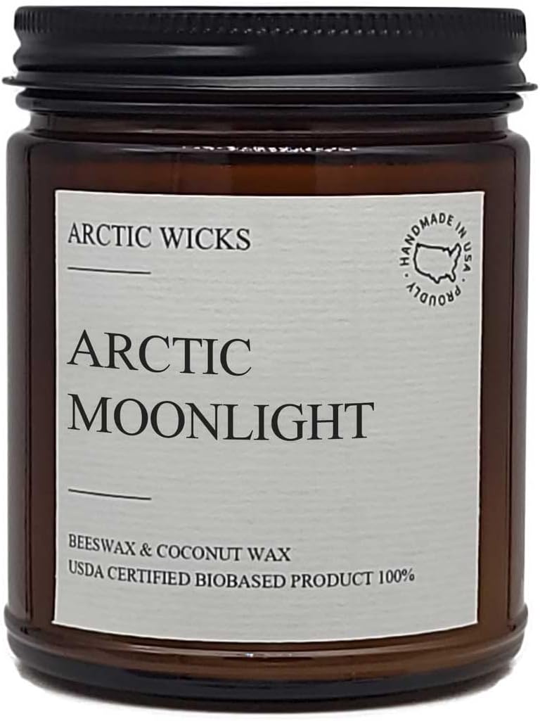 Vanilla Bourbon Candle | Arctic Wicks 9oz Coconut & Beeswax Candles | Scented Non-Toxic Candles for Fall, Winter, Holidays, Gifts For Him, Whiskey Bourbon, Vanilla Candle | USDA Certified Biobased