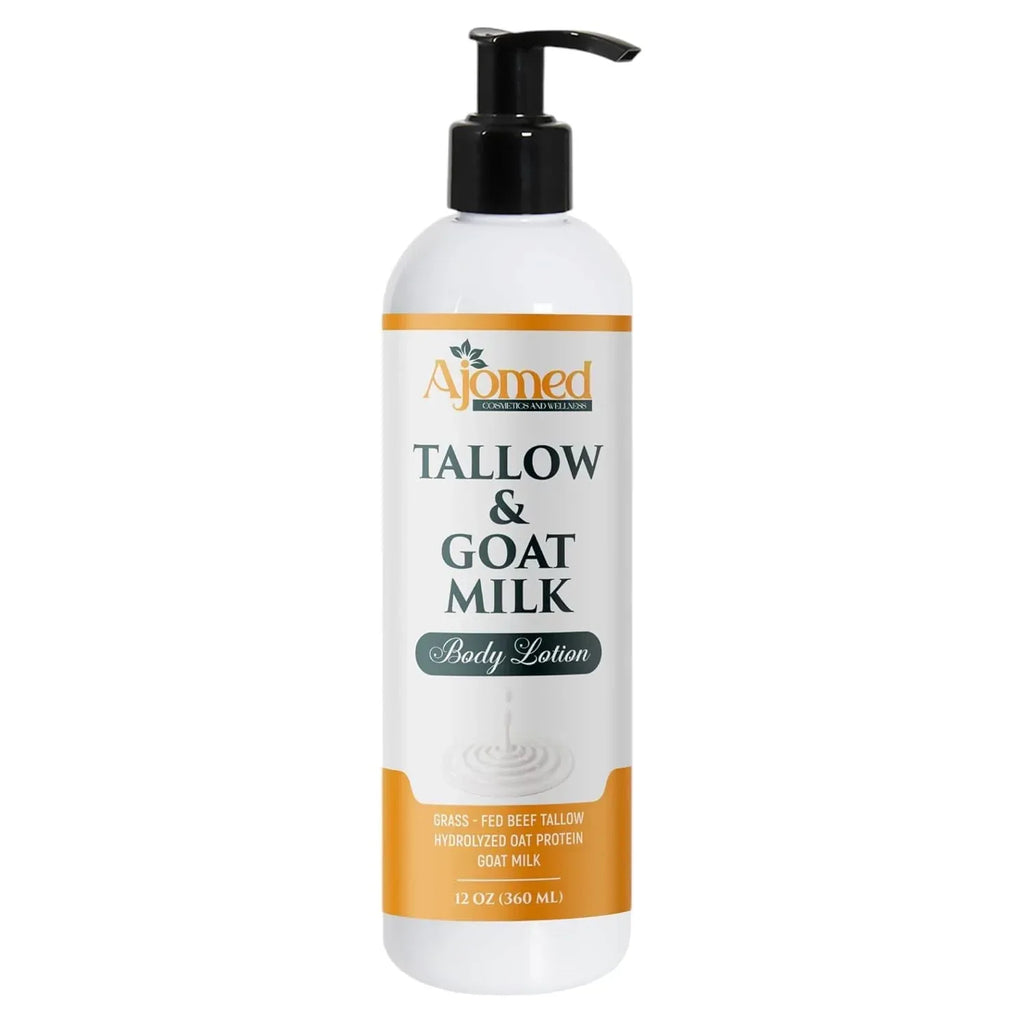 Tallow & Goat Milk Body Lotion for Sensitive Skin, Organic moisturizing Lotion - Soothes Dry skin, Goat Milk face and body Moisturizer - Handmade Tallow for skin cream (8 OZ, Oatmeal & Honey) - Handmade Lifestyle Shop