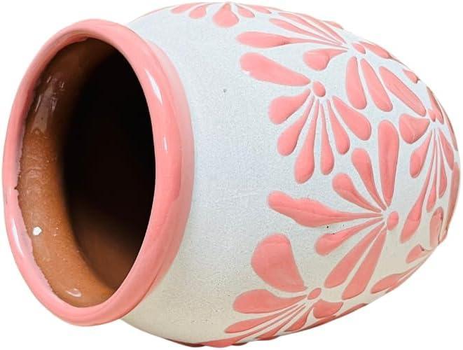 Pink Espiga Plumeado Bola Clay Vase - Florero Barro - Jarro - Clay Vase - Hand Made Vase - Guelaguetza Designs - Handmade Lifestyle Shop