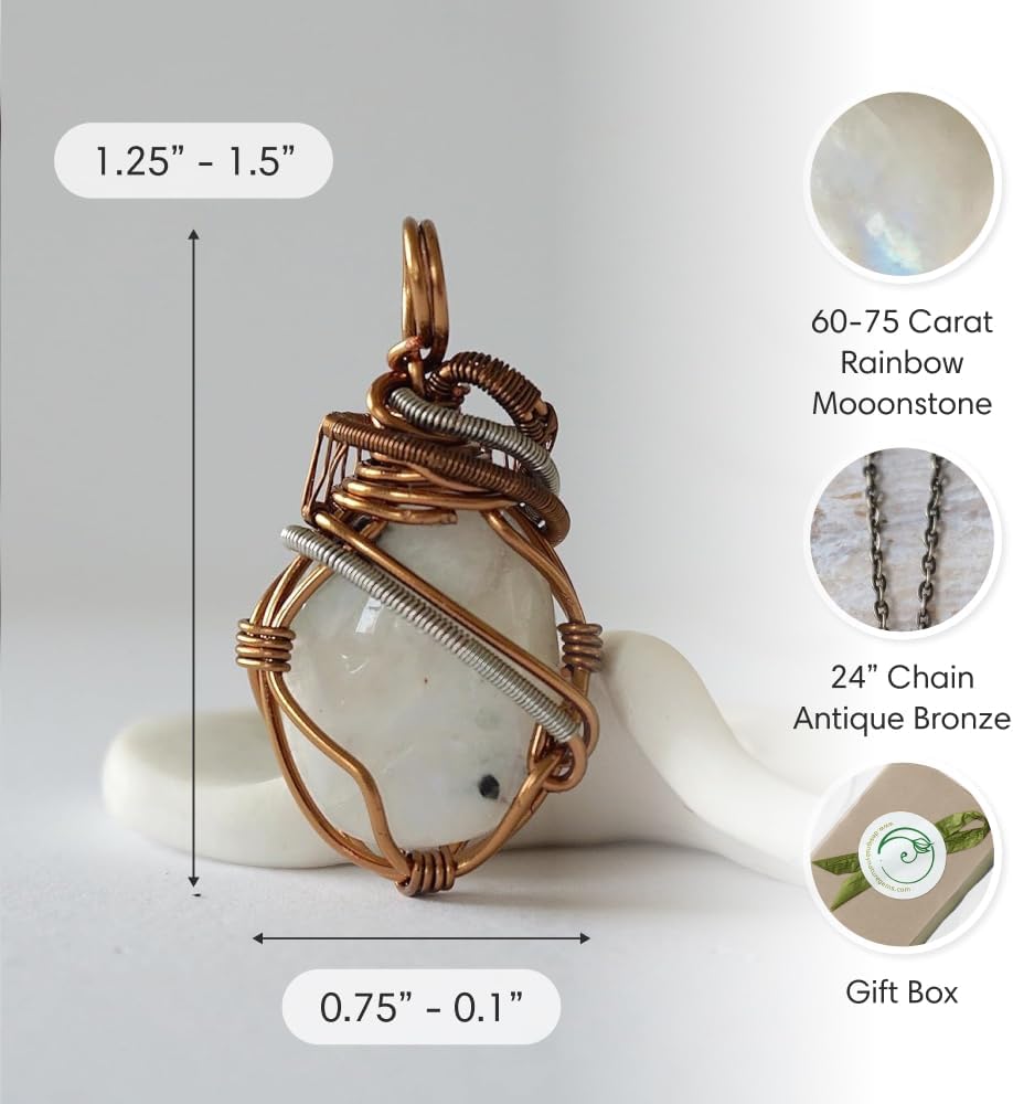 Designs by Nature Gems Necklace for Women - Designer Pendant Necklace - Antique Bronze Chain