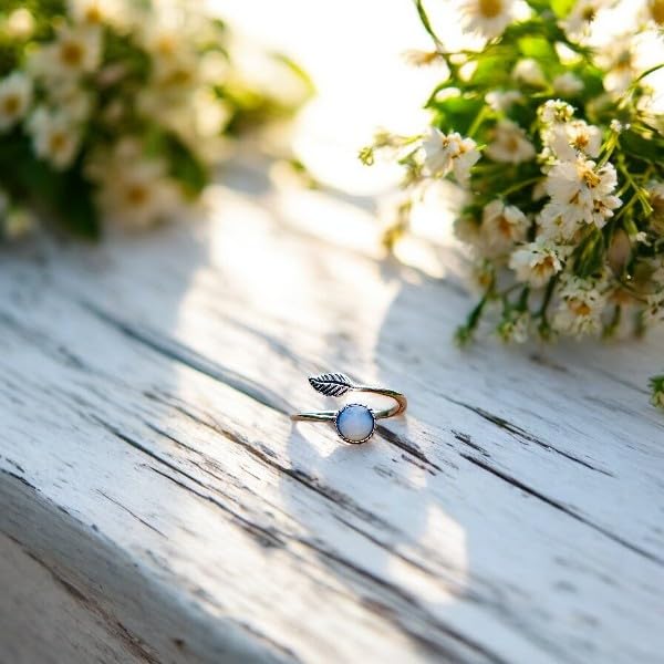 Bottled Up Designs Handmade Vintage Botanical Ring, Recycled Antique Glass Bottles, Sterling Silver, Eco Friendly, Made in USA, Birthday Gifts, Mothers Day, Women, Anniversary