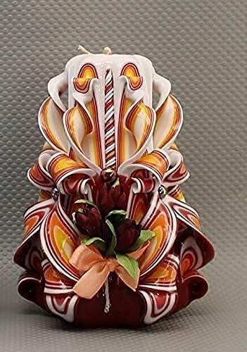 Handmade Carved Candle - Surprise Gift For Her - Decor Birthday Halloween Thanksgiving Christmas - Spiritual Living Room Home Decor Candles - Unique Engagement Wedding Idea - White Blue - Ordagio - Handmade Lifestyle Shop