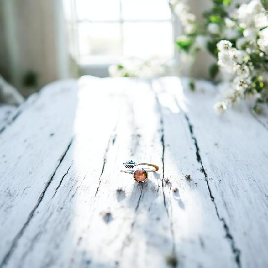 Bottled Up Designs Handmade Vintage Botanical Ring, Recycled Antique Glass Bottles, Sterling Silver, Eco Friendly, Made in USA, Birthday Gifts, Mothers Day, Women, Anniversary