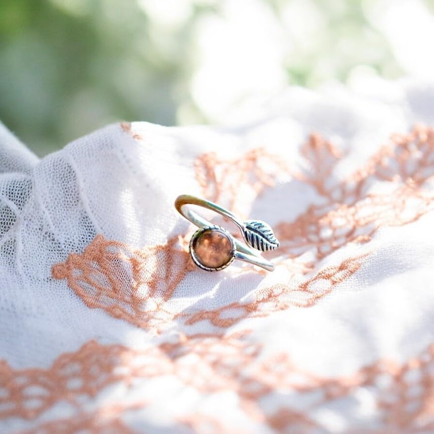 Bottled Up Designs Handmade Vintage Botanical Ring, Recycled Antique Glass Bottles, Sterling Silver, Eco Friendly, Made in USA, Birthday Gifts, Mothers Day, Women, Anniversary