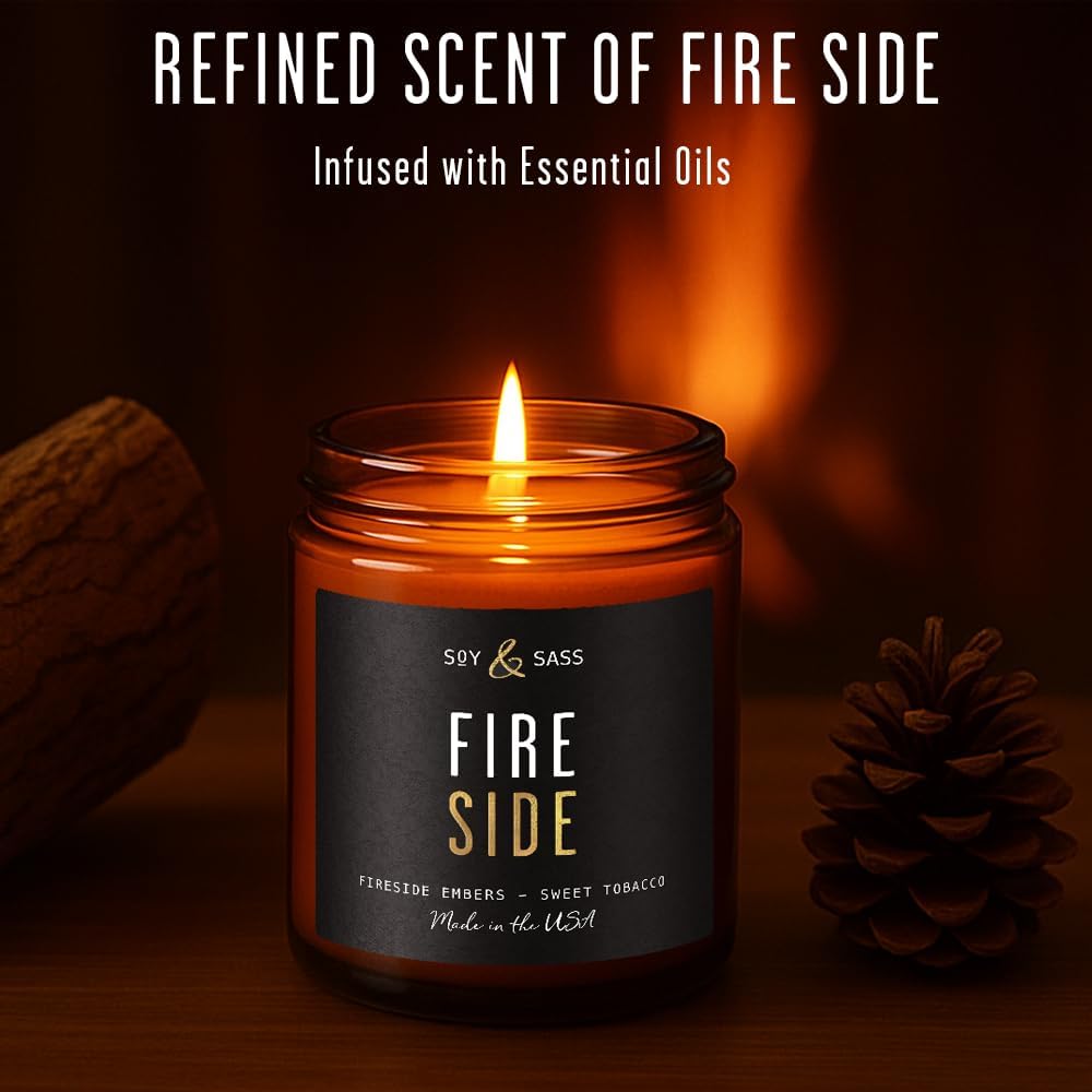 Smoked Vanilla Whiskey Candle - Scented Black Candles for Men or Women - Bourbon, Tobacco & Caramel Soy Wax Mens Candle - Infused w/Essential Oils | Long 50Hr Burn,9oz I Non Toxic I Made in USA