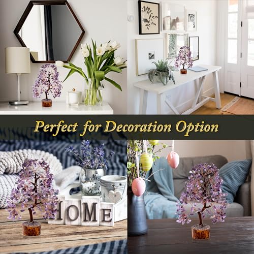 7 Chakra Healing Crystal Tree Kit, Bracelet, Pendant, Necklaces, Handmade Gemstone Money Bonsai Tree of Life Feng Shui Decor for Home Office, Positive Energy, Reiki Healing, for Women