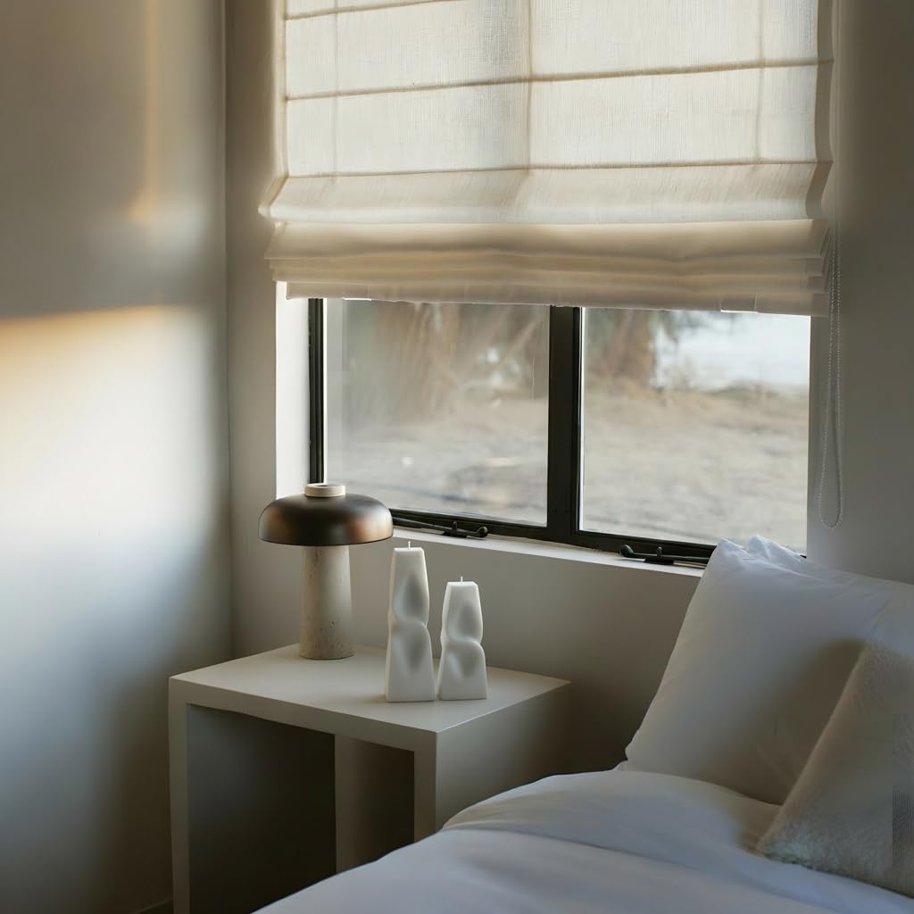 LAWA Twisted Pyramid Candle - Beautiful Handmade Pillar Soy Wax Elegant Aesthetic Candle Housewarming Gift Home Room Shelf Decor Idea (Set of 2) (White)