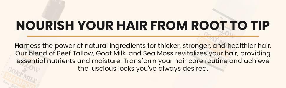 Beef Tallow & Goat Milk Shampoo and Conditioner Set - Handmade Hair Care for Thinning Relief, Sea Moss Shampoo and Conditioner, Thickening Formula for Hair Regrowth (Shampoo & Conditioner 8 Oz)