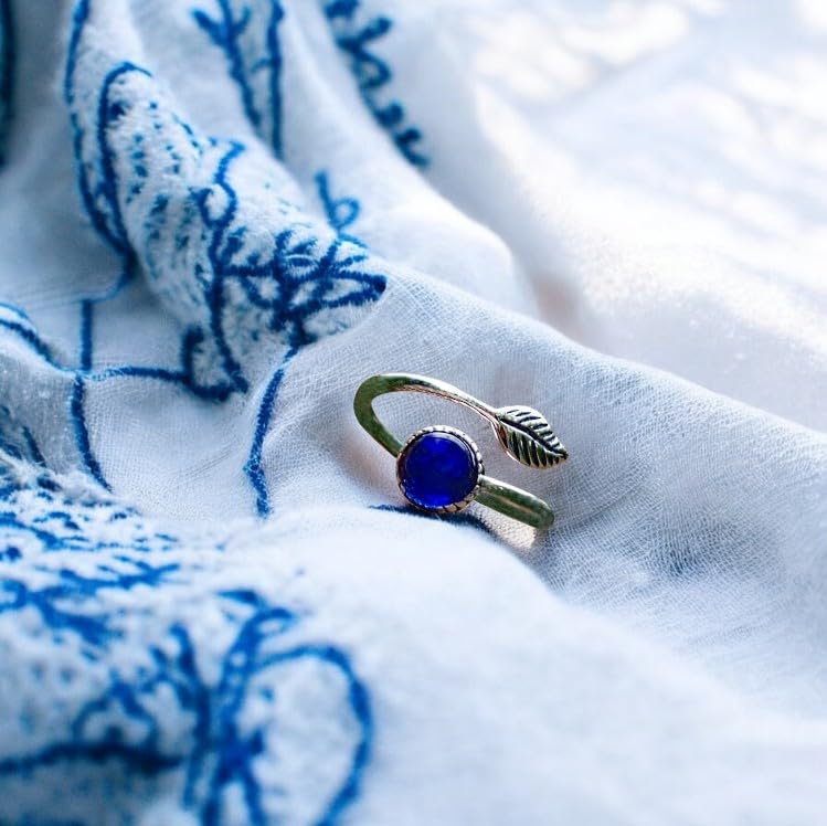 Bottled Up Designs Handmade Vintage Botanical Ring, Recycled Antique Glass Bottles, Sterling Silver, Eco Friendly, Made in USA, Birthday Gifts, Mothers Day, Women, Anniversary