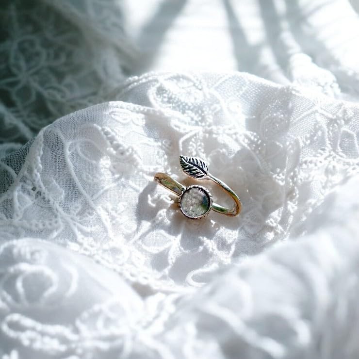 Bottled Up Designs Handmade Vintage Botanical Ring, Recycled Antique Glass Bottles, Sterling Silver, Eco Friendly, Made in USA, Birthday Gifts, Mothers Day, Women, Anniversary