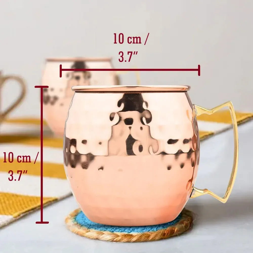 BOLD & DIVINE Moscow Mule Copper Mugs - Set of 2, 100% HANDCRAFTED - Food Safe Pure Copper Solid Mugs - 16 oz Gift Set with Premium Quality Cocktail Straws & Shot Glass! - Handmade Lifestyle Shop