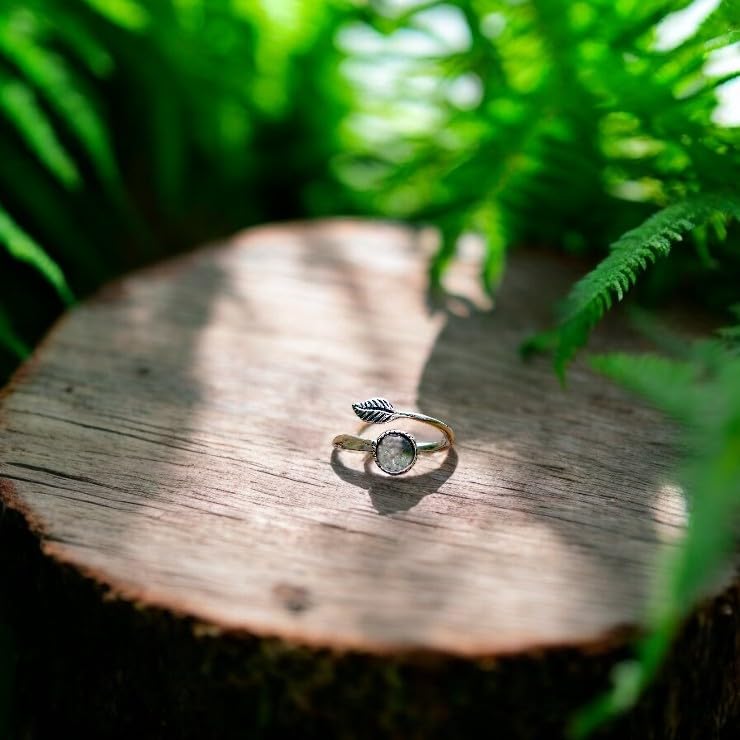 Bottled Up Designs Handmade Vintage Botanical Ring, Recycled Antique Glass Bottles, Sterling Silver, Eco Friendly, Made in USA, Birthday Gifts, Mothers Day, Women, Anniversary