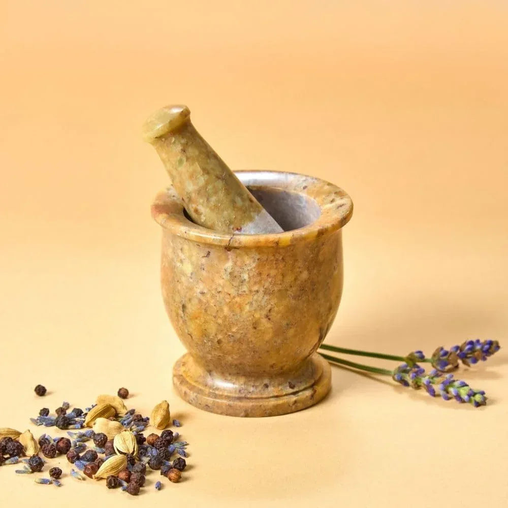 Small Mortar Pestle Set, Kitchen Tools, Kitchen Countertop Decor, Grinding, Crushing, Herbs, Garlic, Nuts, Spices, Rustic Style, Handcrafted, Made from Soapstone, Gray - Handmade Lifestyle Shop