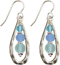 Ocean Breeze Antique Open Teardrop Dangle Earrings Sterling Silver Earwires Cultured Sea Glass Beads Frosted Soft Pastel Colors Blue Green Aqua Graduated Beading Boho Beach Jewelry for Women - Handmade Lifestyle Shop