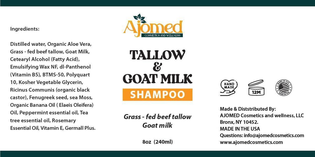 Beef Tallow & Goat Milk Shampoo and Conditioner Set - Handmade Hair Care for Thinning Relief, Sea Moss Shampoo and Conditioner, Thickening Formula for Hair Regrowth (Shampoo & Conditioner 8 Oz) - Handmade Lifestyle Shop