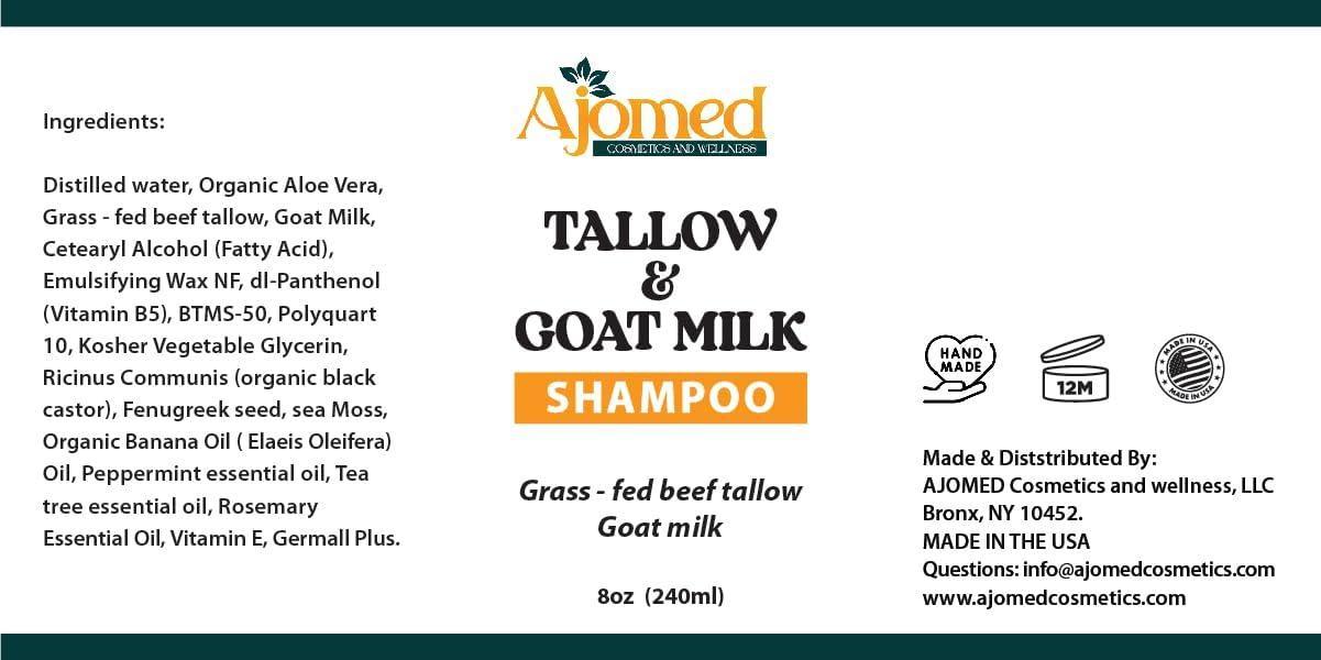 Beef Tallow & Goat Milk Shampoo and Conditioner Set - Handmade Hair Care for Thinning Relief, Sea Moss Shampoo and Conditioner, Thickening Formula for Hair Regrowth (Shampoo & Conditioner 8 Oz) - Handmade Lifestyle Shop