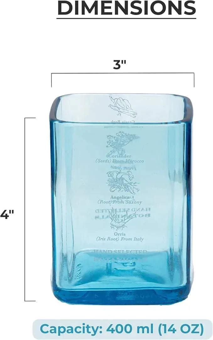 Upcycled Bombay Sapphire Gin Glasses for Drinks - Set of 2 with Velvet Gift Box | Eco-friendly Glassware handcrafted from Gin bottles | Ideal for Gin, Whiskey, Juices, Smoothies, Cocktails - Handmade Lifestyle Shop