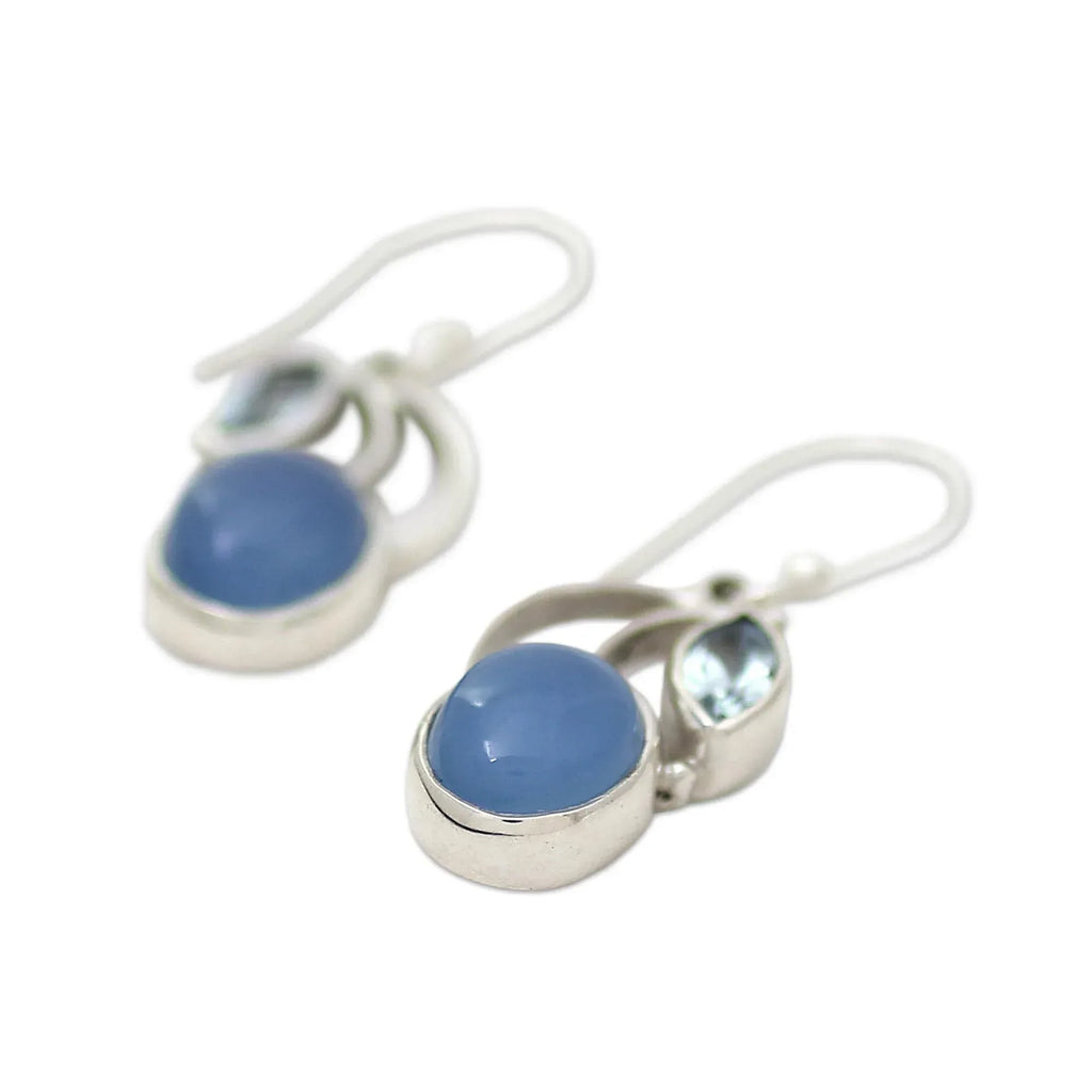 NOVICA Artisan Handmade Dangle Earrings Composite Silver Sterling Reconstituted Blue India Birthstone - Handmade Lifestyle Shop