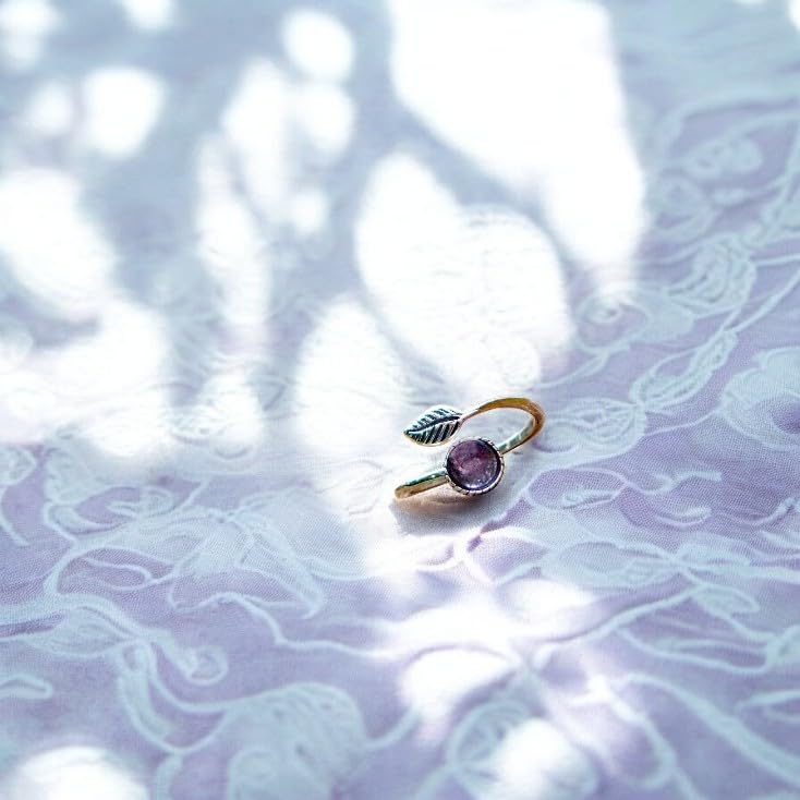 Bottled Up Designs Handmade Vintage Botanical Ring, Recycled Antique Glass Bottles, Sterling Silver, Eco Friendly, Made in USA, Birthday Gifts, Mothers Day, Women, Anniversary