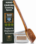 OLIVE WOOD Blunt Cooking Spoon, Fair Trade Foodie Gift, Handcrafted in Greece, Fair Trade Foodie Gift – Artisan Wooden Kitchen - LESVOS WOODCRAFT - Handmade Lifestyle Shop