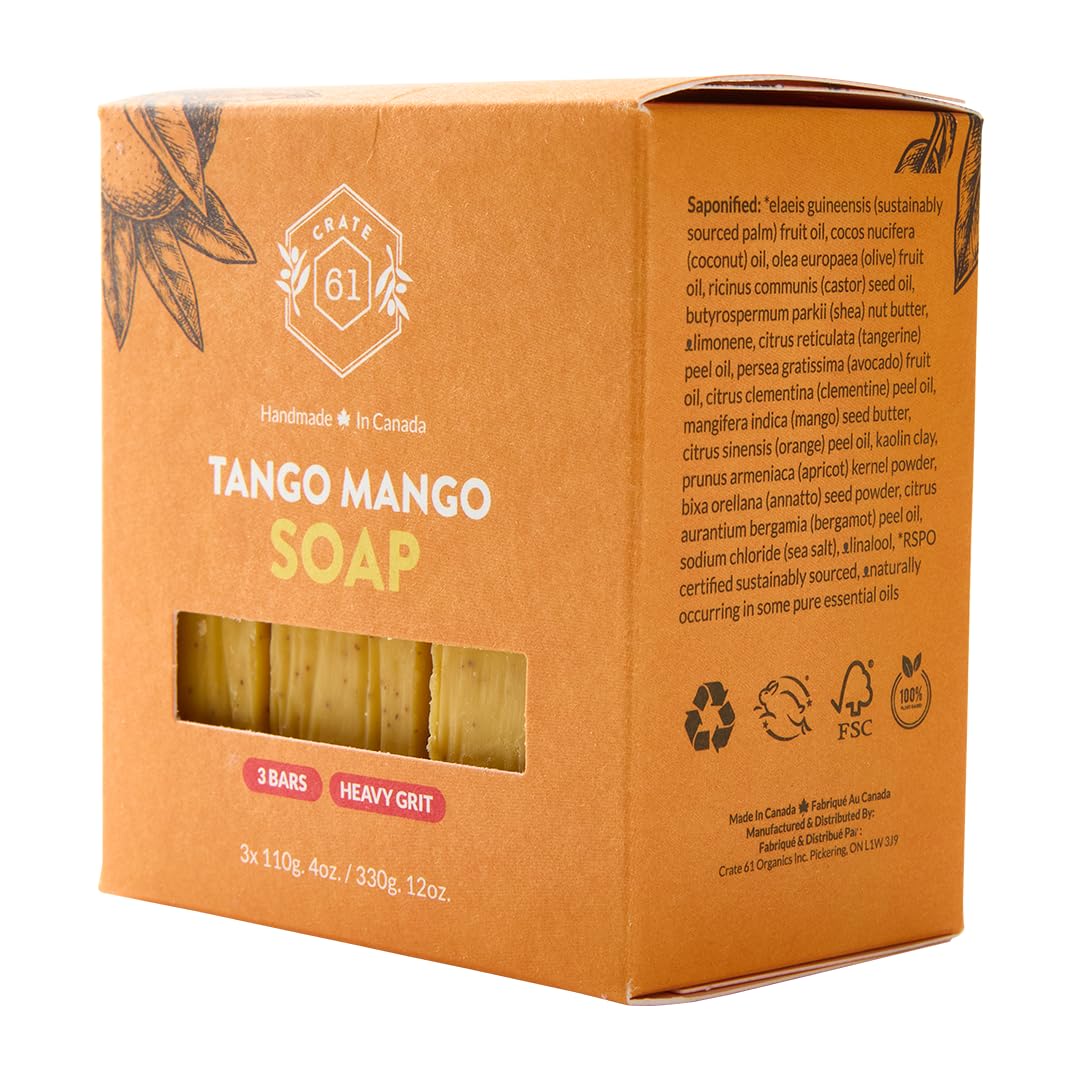 Crate 61 Organics, Handmade in Canada, Plant Based Natural Bar Soap Cold Pressed For Face & Body, w/Premium Essential Oils, For Men & Women 3 Pack (Ginger Cardamom)