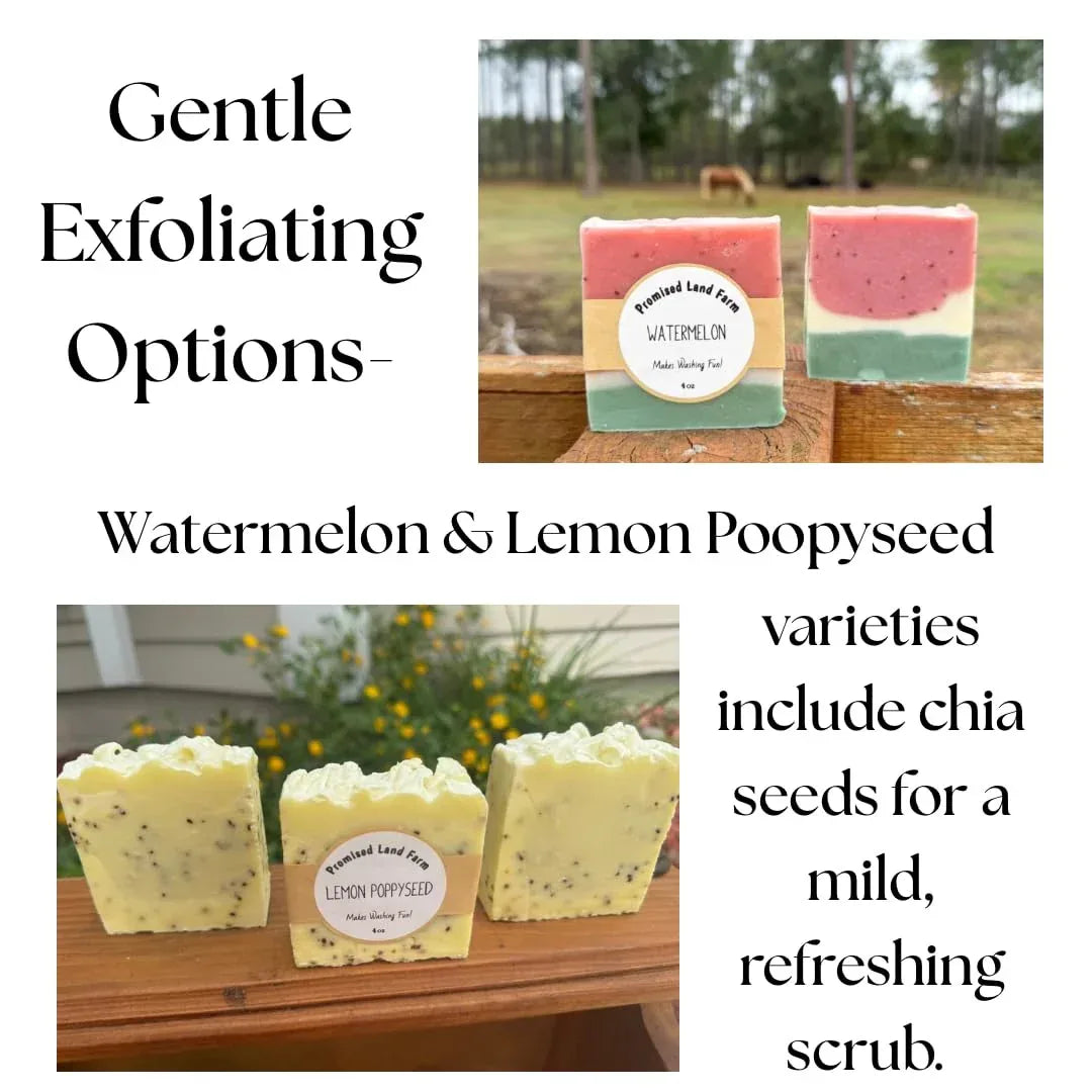 Grass-Fed Tallow Soap Bar 4 Pack | Handmade Natural Soap | Cherry Almond, Lemon Poppyseed, Mahogany Teak, Watermelon | Moisturizing Farm Soap For Face & Body | Cold Process - Handmade Lifestyle Shop