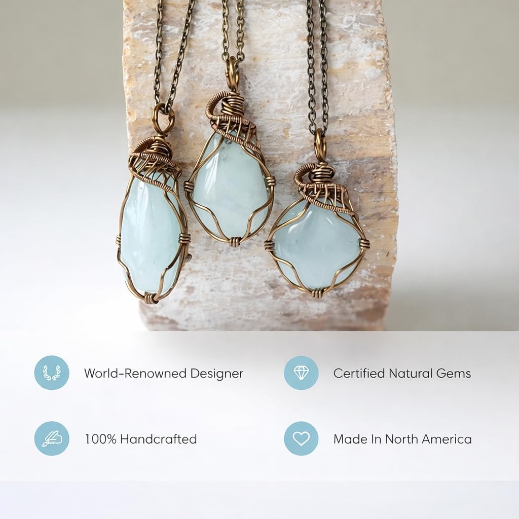 Designs by Nature Gems Necklace for Women - Designer Pendant Necklace - Antique Bronze Chain