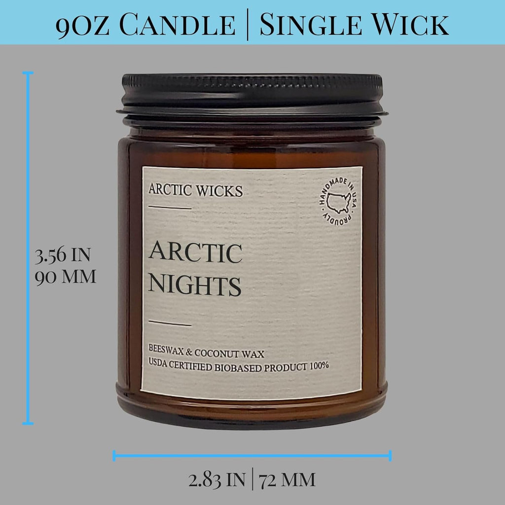 Vanilla Bourbon Candle | Arctic Wicks 9oz Coconut & Beeswax Candles | Scented Non-Toxic Candles for Fall, Winter, Holidays, Gifts For Him, Whiskey Bourbon, Vanilla Candle | USDA Certified Biobased