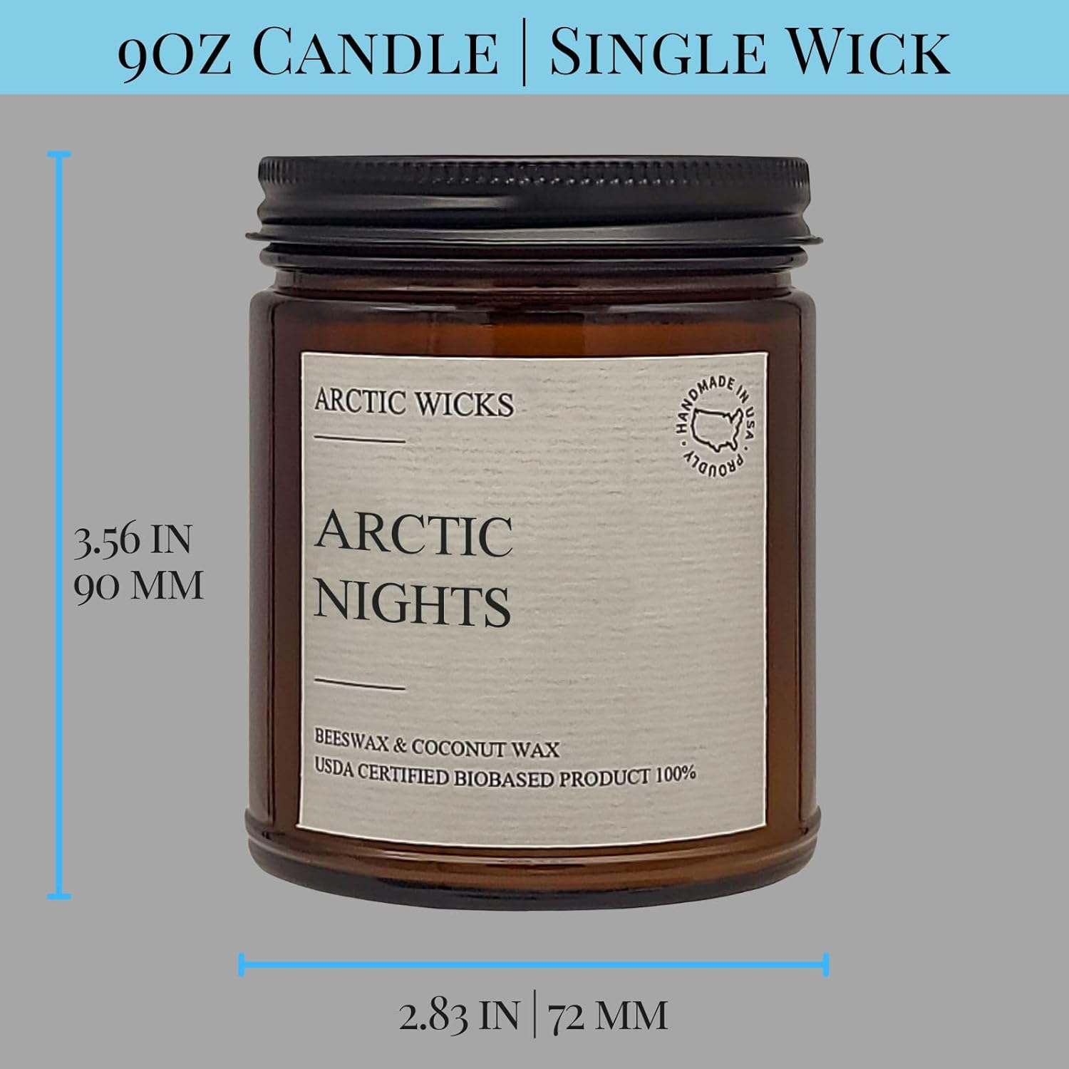 Vanilla Bourbon Candle | Arctic Wicks 9oz Coconut & Beeswax Candles | Scented Non-Toxic Candles for Fall, Winter, Holidays, Gifts For Him, Whiskey Bourbon, Vanilla Candle | USDA Certified Biobased