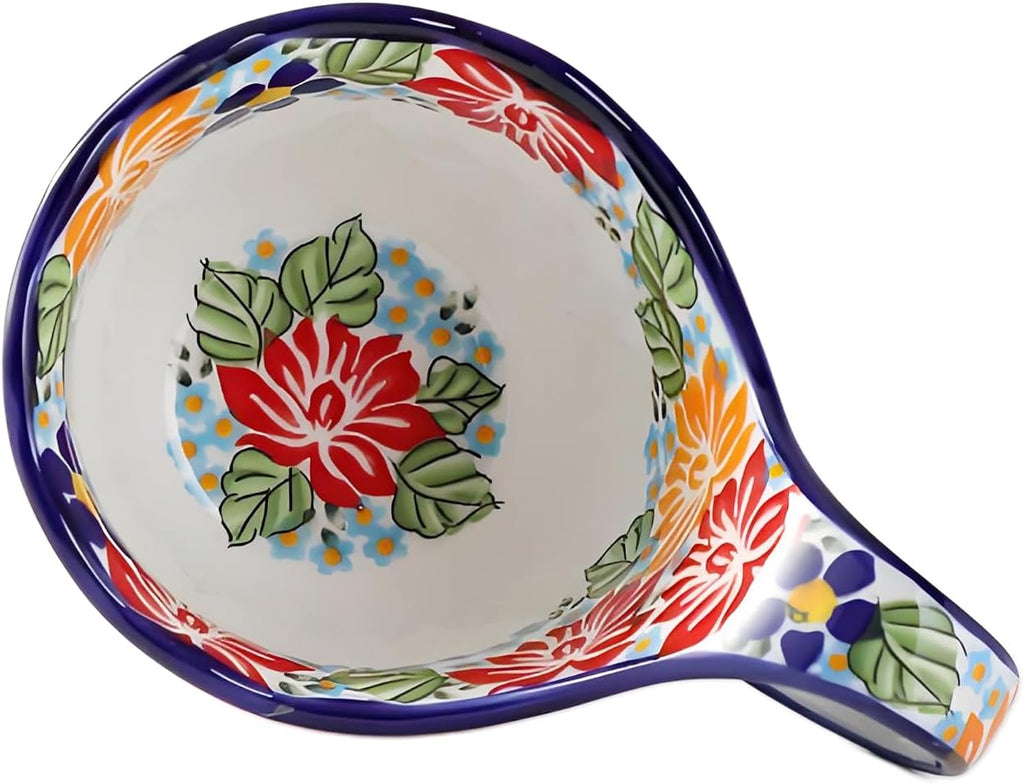 ALMA Handpainted Soup Bowl with Handle, 18.6oz Ceramic Cereal Bowl, Microwave &Dishwasher Safe,Loop Handle Bowl Great for Soup, Chili, Stew, Ice cream
