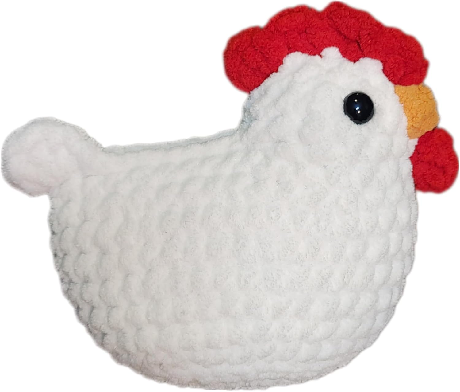 Chicken Plush, Soft Crochet Plushie, Red Comb and Wattle, Stuffed Animal, Cute Farm Gift, Handmade Children's Toy with Realistic Features, Amigurumi (Speckled Grey)
