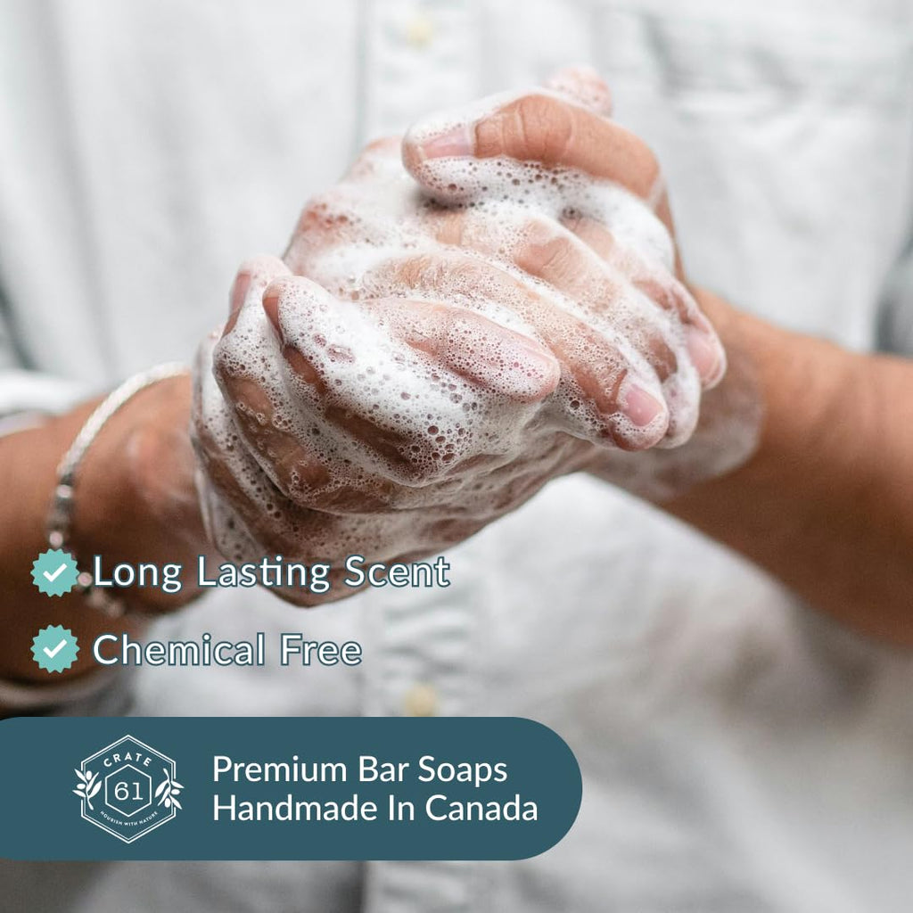 Crate 61 Organics, Handmade in Canada, Plant Based Natural Bar Soap Cold Pressed For Face & Body, w/Premium Essential Oils, For Men & Women 3 Pack (Ginger Cardamom)