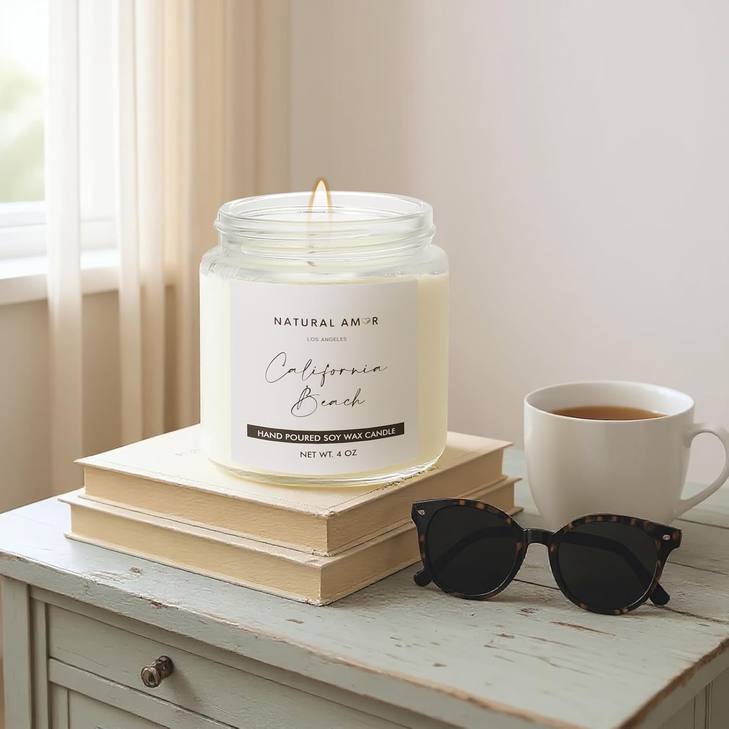 Natural Amor Handmade Spa Gift Set 6 pcs– Includes Citrus Bath Bomb, Lavender Hand Cream, Soap, Bath Salt, Candle – Relaxing Self-Care Kit for Women