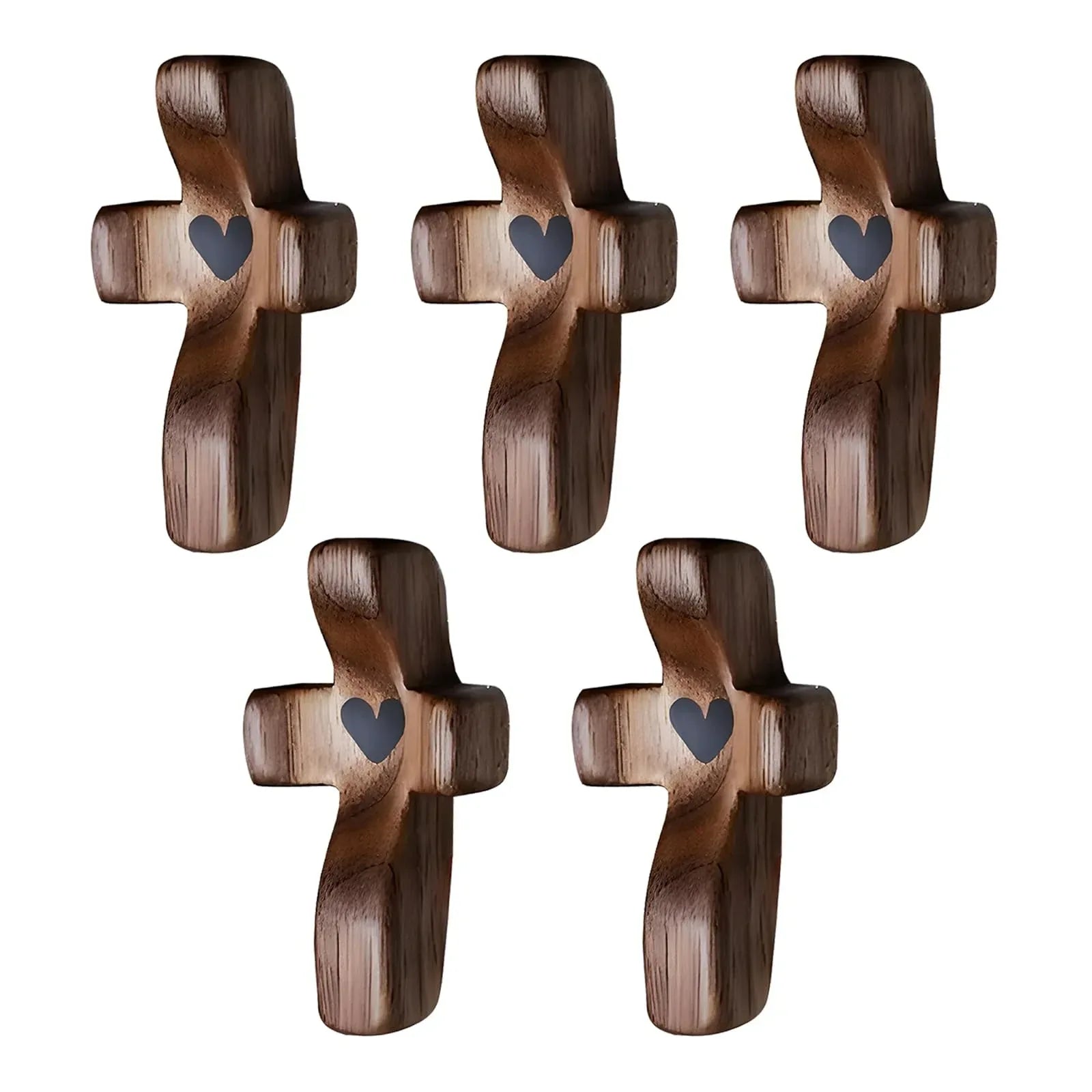 3-Pack Wooden Cross Fidget, Handmade Pocket Wood Crosses, Cross My Heart | Encouragement Gift, Relieve Anxiety for Yourself, Inspirational Easter Gift for Christian Faith, Prayer, Valentines Day Gifts - Handmade Lifestyle Shop